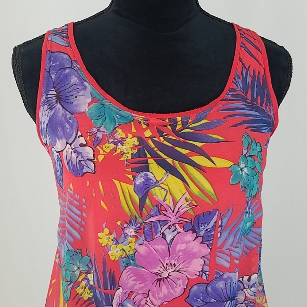 Ella Moss women XS tank top floral flowy lined split back tropical vacation - Picture 2 of 5